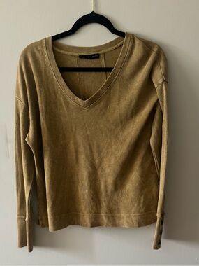 Jane and Delancey V-Neck Long Sleeve Top in Olive